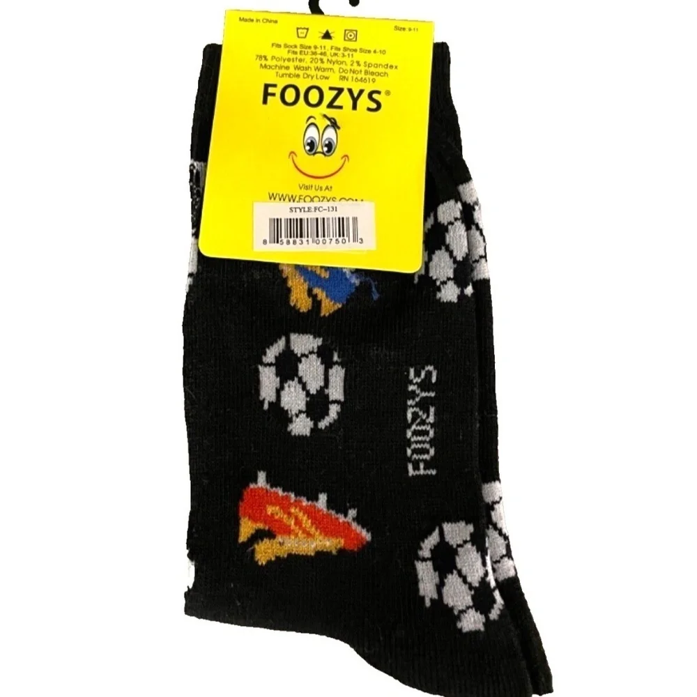 Foozys Women's Crew Socks: Soccer; Black; Women's Size‎ 9-11
